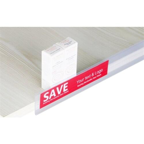 3cm height Shelf adhesive banner cover price card label holder strip pvc extrusion plastic clip rail POP price tag holder