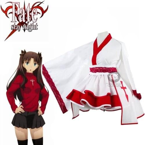 Fate Stay Night Rin Tohsaka Uniform Red Suit Kimono Lolita Dress Cos Anime Halloween Cosplay Costume