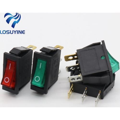 6pcs/lot Green LED Light SPST 3PIN ON/OFF G124 Boat Rocker Switch 15A/250V 20A/125V Car Dash Dashboard Truck RV ATV Home