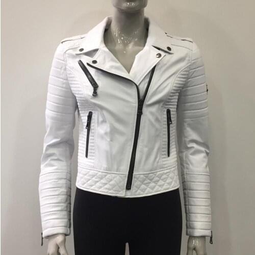 Women Famous Brand Genuine Leather Jacket Real Sheepskin Coat Motorcycle Biker Slim Short Casual Fashion Outerwear Plein Coat