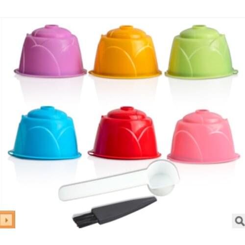 6pcs/set Coffeeware Rose Style Reusable Coffee Capsule for Dolce Gusto Coffee Machine