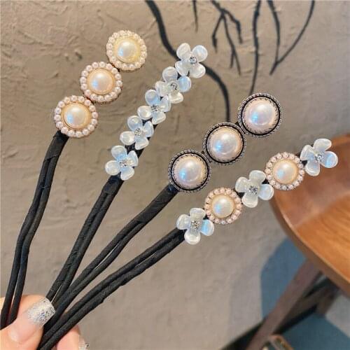 For Women Girls Japanese Style Fashion Hair Accessories Nice Gift Portable 1Pcs DIY Hairstyle Tools Hair Bun Maker Pearl Flower