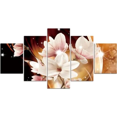 5 Pcs Modular Wall Art Abstract Flowers Canvas Posters Pictures HD Print Paintings Modern Home Decor Living Room Accessories