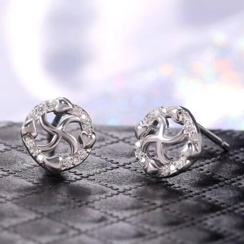 New Korean Upscale Jewelry Elegant Temperament Distorted Silver Color Windmills Rhinestone Stud Earring For Women Wedding Gift