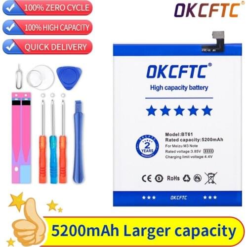 OKCFTC BT61 5200mAh Lithium Rechargeable Phone Battery For Meizu M3 Note M681H M681Q M681 Note 3 L681H L681 L-version Versio