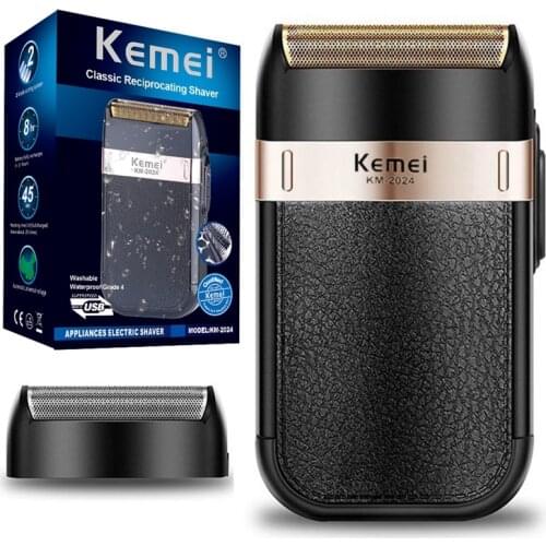 Original kemei powerful rechargeable beard electric shaver for men bald head shaving machine waterproof electric razor wet dry