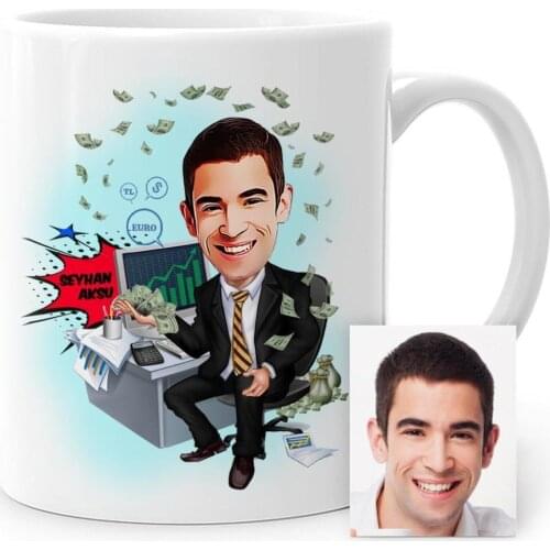 Personalized Banker Cartoon White Mug Cup-1