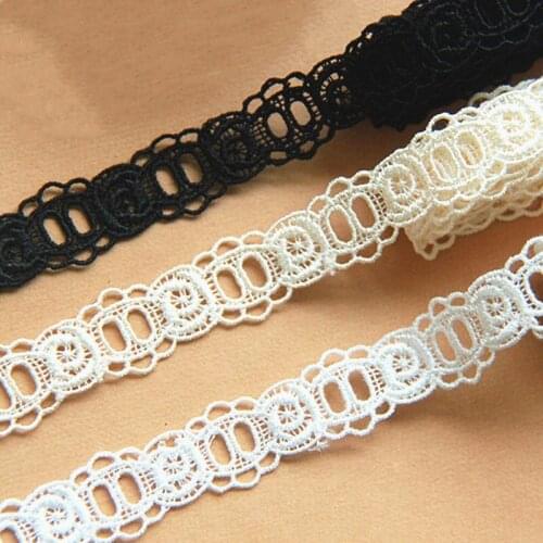 Polyester Embroidery Lace Rose Flower Embroidered Lace White Double Scalloped Sewing Garment Accessories 1.7cm