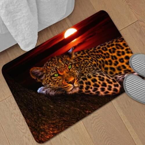 Forest Panther High Definition Printing Coral Velvet Indoor Home Decoration Carpet Rectangular Kitchen Floor Anti Slide Mat