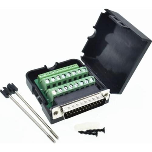 Connector DB25 D-SUB male Terminal port Plastic Cover Data cable 232/485/422 screw