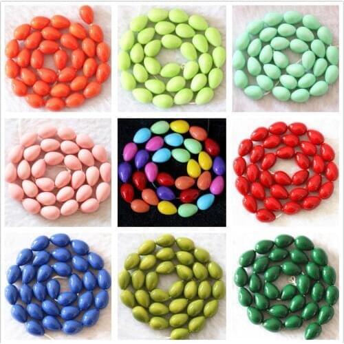 Mix-color hot sale charm paint glass beads 9x13mm teardrop waterdrop jewelry making 15" B1085