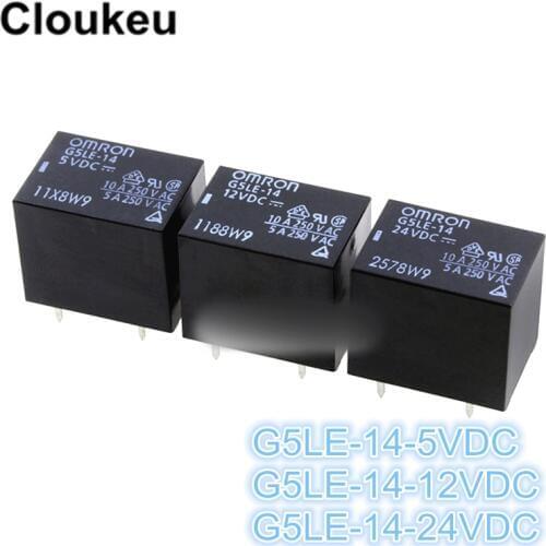 2Pcs Relay DIP5 G5LE-14- 5VDC 12VDC 24VDC DC5V DC12V DC24V T73 10A