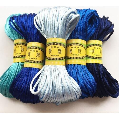 20 Meters Satin Cord Blue Series Macrame Beading String 2.5mm Knitting Rope Chinese Knot Cord RATTAIL Thread For Jewelry Making