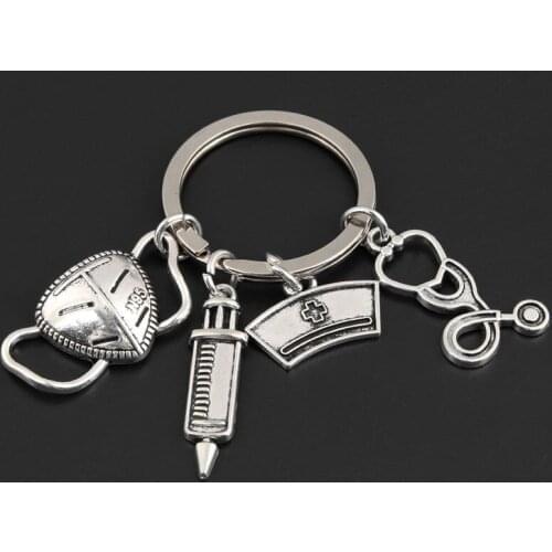 Syringe, Syringe, Stethoscope, Nurse Cap, Mask, Doctor And Nurse Fashion Key Chain, Backpack Pendant, Jewelry Key Chain, Graduat