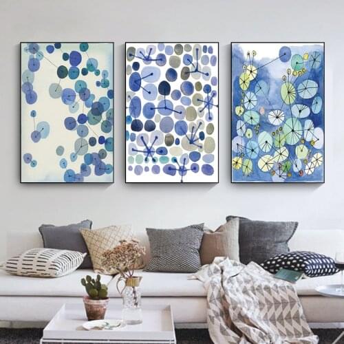 Modern Abstract Art Canvas Poster Watercolor Blueprint Nordic Style Scandinavian Hanging Paintings for Living Room Decoration