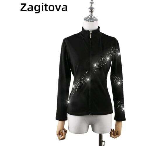 Figure Skating Training Suit for Children Adult Girls High Elastic Waterproof Breathable Tops Shining Diamond