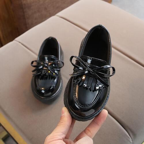 2020 Spring Girls Children Pu Leather Shoes Party Shoes For Kids Girl Toddler Child Dress Brand Tassel Bow Flats Wedding Shoes