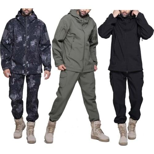 Military Tactical Jacket Waterproof Outerwear Pants Windproof Hunting Camouflage Softsell Jacket Combat Training Suits Jackets