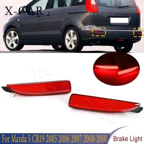 X-CAR 1 Pair Red Rear Bumper Reflector Brake Light Tail Brake Stop Driving Lamp For Mazda 5 CR19 2005 2006 2007 2008 2009 2010