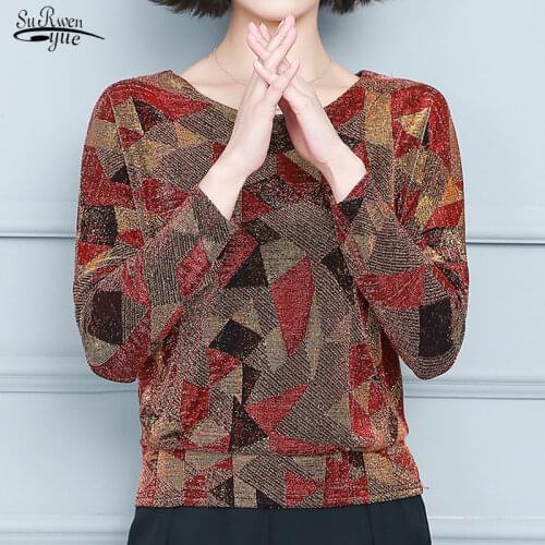 Plus Size New Fashion Lattice Shirt Women Blouse Shine Womens Blouse Glitter Shirt Tops Elegant Shiny Sequin Blouse Tunic 15801