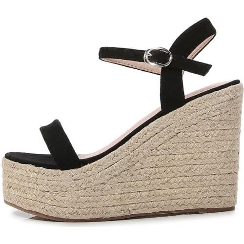 EAGSIY Women Wedges Sandals Platform Ankle Strap High heel Peep Toe Ladies Sandals Casual beach sandals peep toe suede