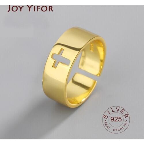 925 Sterling Silver Rings For Women cross Hollow Gold Ring Bijoux Argent 925 Massif Pour Femme Sieraden Fashion Jewelry