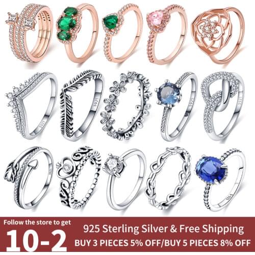 2021 New Hot Sale 100% 925 Sterling Silver Rings Wholesale Popular Flower Lucky Rings For Women Jewelry Making Dorpshipping