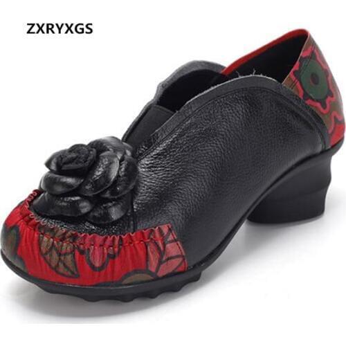 ZXRYXGS 2021 Famous Classic Flower Women High Heel Shoes Genuine Leather Shoes Woman Shoes Wedding Fashion Shoes High Heels 5 Cm