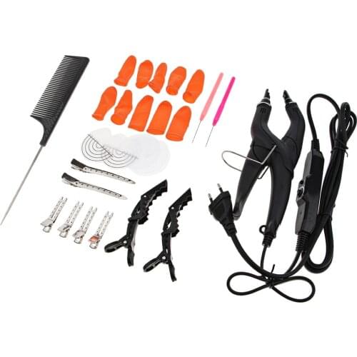 1 Set Salon Pre-Bonded Hair Extensions Fusion Keratin Heat Iron Connector Wand Apply EU Plug
