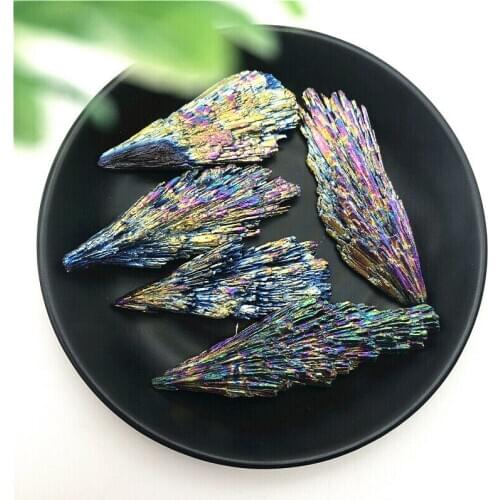 1PC 15-30g Rainbow Titanium Black Tourmaline Aura Quartz Crystal Peacock Tail Crafts Natural Stones and Minerals