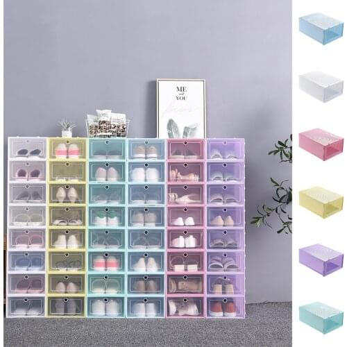 1PC Foldable Clear Shoes Storage Box Dustproof Plastic Shoe Organizer Shoe Cabinet Footwear Holder Protection Rack