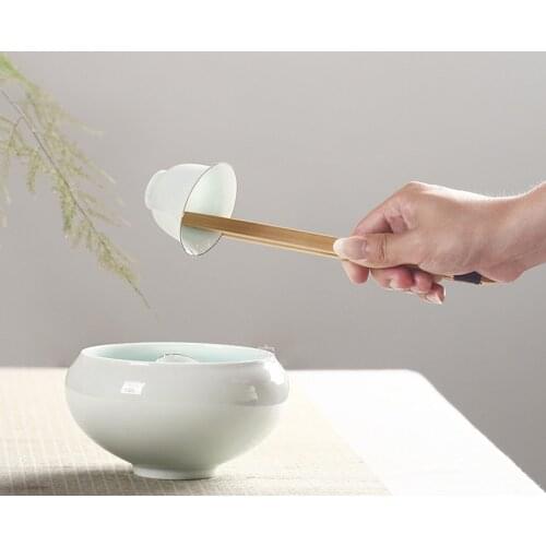 2Pcs Bamboo Teaware Kung Fu Tea Clips Wood Toast Wooden Toaster Bagel Bacon Squeezer Sugar Ice Tea Tongs 18CM Kitchen Tools