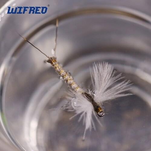 Wifreo 6PCS Grey Color CDC May Fly Trout Fishing Dry Flies #12 Barbed Hooks Fishing Lure