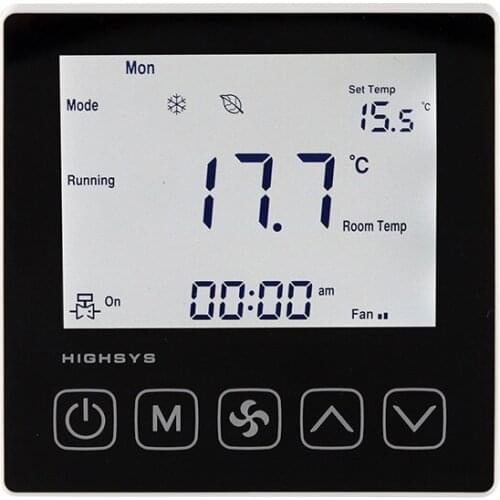 Central Air Conditioning Thermostat Fan Coil Intelligent Temperature Control Panel On / Off Water Valve 2 Line 4 Pipe