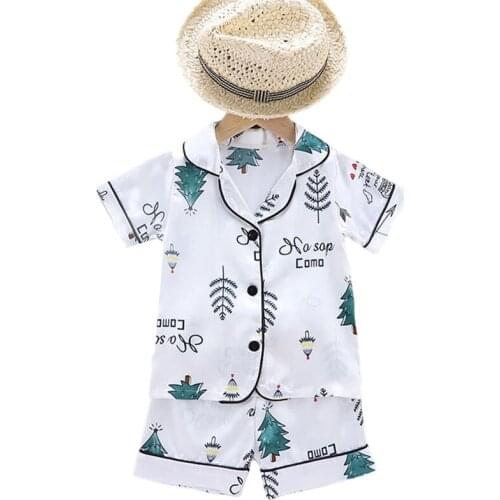 Kids Girls Sleepwear Pajamas Sets Nightwear Baby Boys Homewear Children Short Sleeve Blouse Tops+Shorts Pajamas Set 2pcs 1-6Y