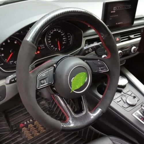 DIY hand-stitched leather suede car steering wheel cover for Audi A3 A4L A5 RS5 A7 Q2L Automotive interior car assessoires