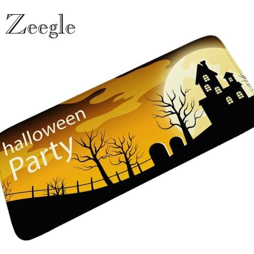 Zeegle Halloween Printed Kitchen Long Carpet Living Room Rug Anti-slip Hallway Carpet Washable Bedside Carpet Mat Bathroom Rug