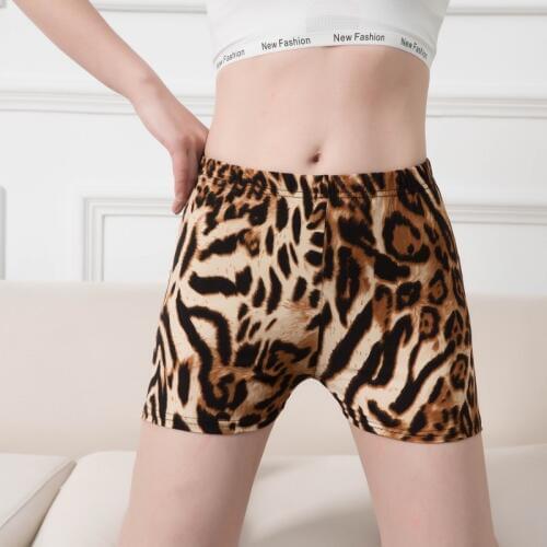 Women Safety Shorts Pants Leopard Seamless Ice Silk High Waist Panties Sexy Underwear Boxer femme Breathable Briefs Intimates