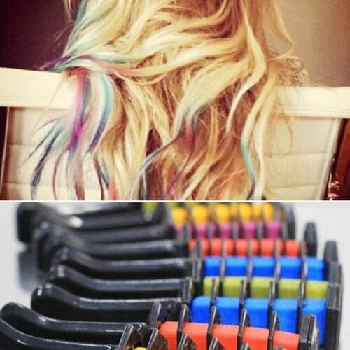 Popular 6 colors Creative Non-toxic Hair Chalk Comb One-time Temporary Dyeing Comb Soft Pastels Salon Comb Easy to Dress
