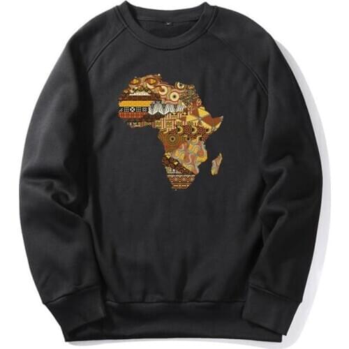 Africa map Hoodies For Women Crew Neck Print Letters Print Tops Sweatshirt Femmes Female Cute Funny Thick Cropped And