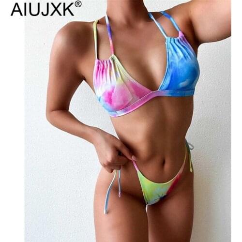 AIUJXK Tie Dye Leopard Print Bikini Brazilian Women 2021 New Sexy Swimwear Summer Beach 2 Piece Swimsuit Thong Bathing Suit