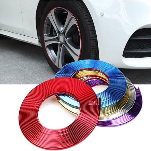 Car Wheel Decoration Stickers Auto Wheel Rim Chrome Sticker For Tire Rim Protective Strip 8m Tyre Decorative Trim Accessories