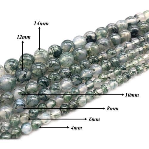 Natural Stone Green Algal Crystal Quartz Round Loose Charm BeadsFitMulti-purpose Jewelry Making 4 6 8 10 12 14MMPick Size J332