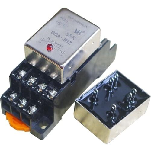 Normally Open 3A 380VCA Socket Type Mini Solid State Relay SDA-3HZ LED Light SSR Switch Rail Installation