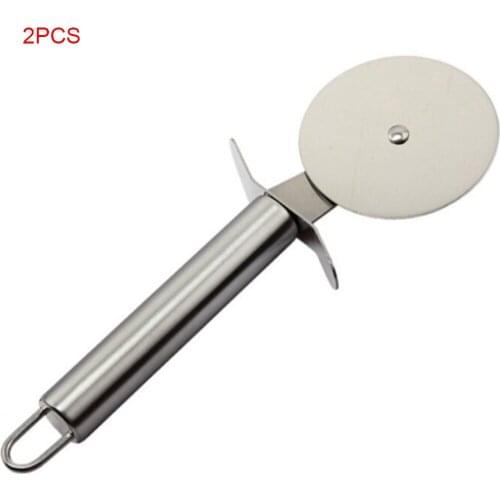 2 Pieces Stainless Steel Sharp Pizza Cutter Rolling Pancake Blade Wheel Slicer Kitchen Barkey Restaurant Supplies
