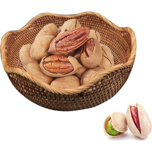 Rattan Braided Storage Basket Handwoven Fruit Candy Snack Storage Tray Breakfast Display Kitchen Dinning Room Organizer Bowl