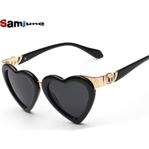 Samjune Luxury Lady Heart Sunglasses Women Fashion Mirror Sun Glasses Vintage Female Shades Reflective Eyewear Oculos De sol