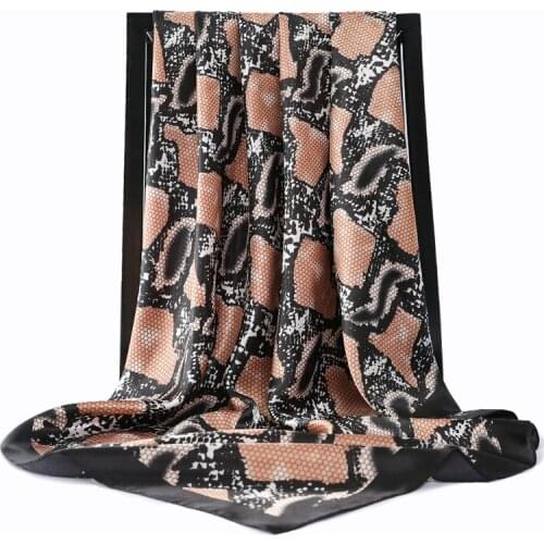 2021 Luxury Brand Leopard Print Scarves For Women Silk Satin Hijab Scarf Female 90X90CM Fashion Square Shawl Sunscreen Scarfs