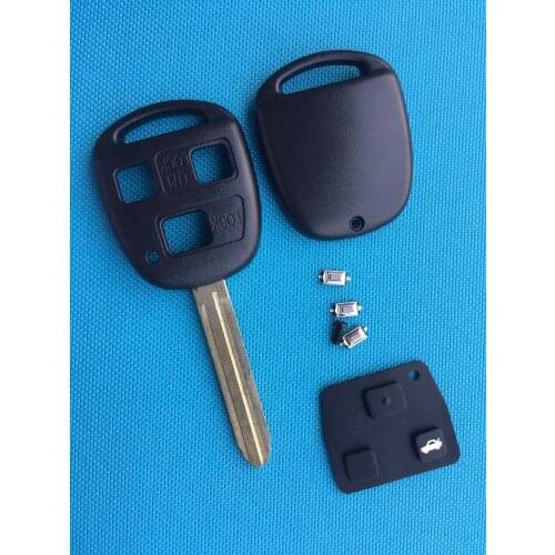 1Pc Replacement Key Cover For Toyota 2/3 Button Remote Case Shell Uncut TOY43 Blade Blank No Logo+3Pcs Micro Switches Rubber Pad