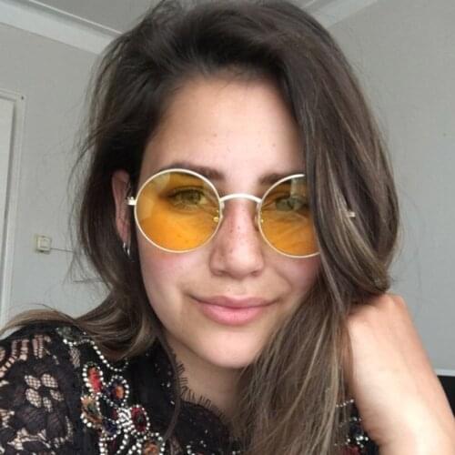 Feishin Brand Classic Steampunk Polarized Sunglasses Women Round Metal Decorative Pattern Vintage Yellow Mirror Punk Eyewear Men